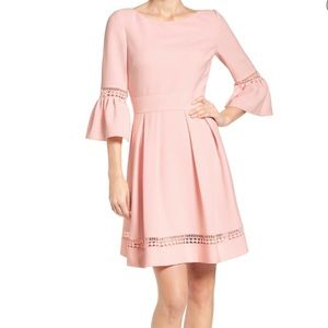 Light pink bell sleeve dress with pockets